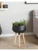 Beliani Outdoor Blumentopf AGROS in Schwarz/Braun - (W) 30 x (H) 47 x (L) 30 cm