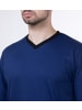 SLOUCHER Schlafanzug lang mit V-Ausschnitt in blau