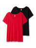 sheego T-Shirt in schwarz+mohnrot