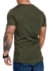 Amaci&Sons Basic T-Shirt mit Zipper und Rundhalsausschnitt AUSTIN in Khaki