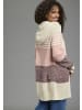 Laura Scott Kapuzenstrickjacke in beige rosa gestreift