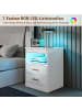 HOMCOM Nachttisch-45L x 40B x 59H cm-Hochglanzweiß