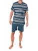 NORMANN Kurzarm Schlafanzug Pyjama Shorty Streifen in blau
