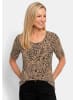 GOLDNER Kurzgröße:  Jersey-Shirt mit Leo Print in caramel / schwarz / gemustert