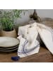 Chic Antique Geschirrtuch AIX Karo Linien Blau Creme mit Quasten