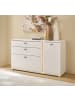Furn.Design Sideboard weiß matt, Eiche Wotan 150 cm, Kommode inklusive Frontbeleuchtung