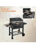 COSTWAY Holzkohlegrill Grillwagen in Schwarz