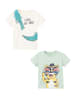 name it T-Shirt Print bequemes Rundhals Kinder Shirt Kurzarm in Weiß-Grün