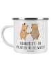 Mr. & Mrs. Panda Camping Emaille Tasse 40. Hochzeitstag Rubinhoc... in Weiß