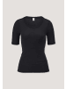 Hessnatur Hessnatur T-Shirt PURE FUNCTION aus Bio-Merinowolle mit Seide in schwarz