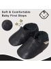 Yalion Leder Krabbelschuhe Lauflernschuhe in Schwarz