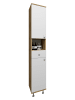 VCM  Badmöbel Hochschrank Badschrank Schublade Nilosi in Honig-Eiche / Weiß