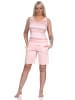 NORMANN Ärmellose shorty Schlafanzug Pyjama frohen Streifen Look in rosa