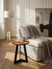 KADIMA DESIGN Beistelltisch Sheesham Holz und Metall, Rustikales Design, 35x37x35 cm