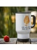 Mr. & Mrs. Panda Travel Mug Katze Frühaufsteher mit Spruch in Weiß