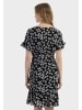 Usha Damen Midikleid Mit Rüschen in Schwarz Wollweiss