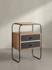 KADIMA DESIGN Nachttisch Massivholz / Steinoptik 40x60x30 cm Nachtschrank in Akazie