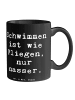 Mr. & Mrs. Panda cappuccinotasse Spruch Schwimmen wie Fliegen mi... in Schwarz