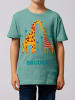 wat? Apparel T-Shirt Giraffe Großer Bruder in Teal Monstera