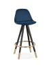 KADIMA DESIGN Barhocker Samt, gepolstert mit Rückenlehne, 65 cm Sitzhöhe in Blau