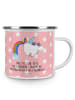 Mr. & Mrs. Panda Becher Emaille Einhorn Fliegendes Pferd mit Spruch in Rot Pastell