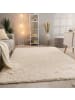 Hochflor Teppich Shaggy waschbar Unifarben Schlafzimmer in Creme