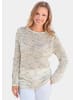 GOLDNER Kurzgröße:  Effektvoller Bändchengarnpullover in weiß