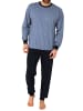 NORMANN Schlafanzug langarm Bündchen - 66067 in blau
