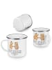 Mr. & Mrs. Panda Camping Emaille Tasse 25. Hochzeitstag Silberne... in Weiß