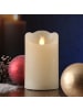 MARELIDA LED Kerze Twinkle Echtwachs bewegte Flamme D: 7,5cm H: 12,5cm in creme