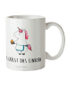 Mr. & Mrs. Panda Kaffeetasse Einhorn Muffin mit Spruch in Weiß
