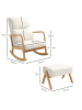 HOMCOM Schaukelstuhl mit Hocker-96L x 65B x 94,5H cm-Cremeweiß