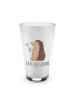 Mr. & Mrs. Panda Latte Macchiato Glas Igel Blumen mit Spruch in Transparent