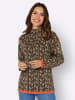 Sieh an! Stehkragenpullover in camel-schwarz-gemustert