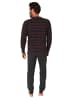 NORMANN langarm Schlafanzug Bündchen Pyjama Streifen - 83121 in dunkelgrau