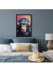 MuchoWow Poster mit Leiste Bunte Schimpanse