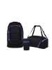 Satch Schulrucksack-Set PACK "Purple Phantom" 3-teilig in Schwarz