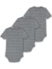 Normani Outdoor Sports 3er Set Baby Merino Kurzarmbody Multipack in Grau gestreift