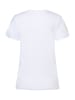 More & More stretchiges V-Neck- Shirt, Schriftstickerei in white