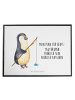 Mr. & Mrs. Panda Schreibunterlage Pinguin Angler mit Spruch in Weiß