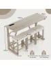 COSTWAY Bartisch Set Massivholz mit 3er Set Barhocker in Beige