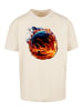 F4NT4STIC T-Shirt Basketball On Fire Sport OVERSIZE TEE in sand