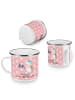 Mr. & Mrs. Panda Teetasse Einhorn Bergsteiger mit Spruch in Rot Pastell