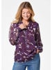 GOLDNER Chiffonbluse mit Rüschen und Bindeband in beere / gemustert