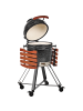 Beliani Holzkohlegrill KAMADO in Schwarz/Heller Holzfarbton