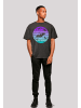 F4NT4STIC Oversize T-Shirt Retro Alien Weltraum Sonnenuntergang in schwarz