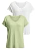Beach Time V-Shirt in lime + weiß