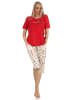 NORMANN Capri Schlafanzug kurzarm Pyjama Kirschen - 61959 in rot