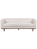 Beliani 3-Sitzer Sofa SKAULE in Beige/Dunkler Holzfarbton - (W) 205 x (H) 71 x (L) 82 cm
