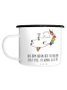 Mr. & Mrs. Panda XL Emaille Tasse Einhorn Blümchentail mit Spruch in Weiß